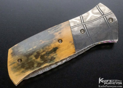 John Etzler Custom Knife Damascus & Mammoth Linerlock
