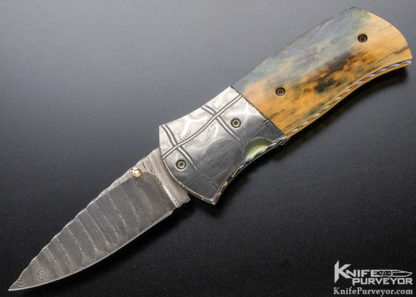 John Etzler Custom Knife Damascus & Mammoth Linerlock - Image 8