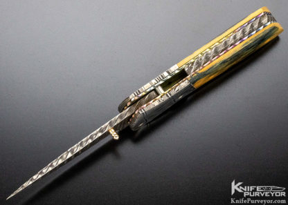 John Etzler Custom Knife Damascus & Mammoth Linerlock - Image 4