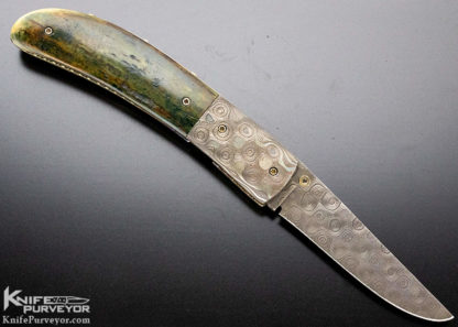 John Fraps Custom Knife Damascus & Mammoth Linerlock - Image 2