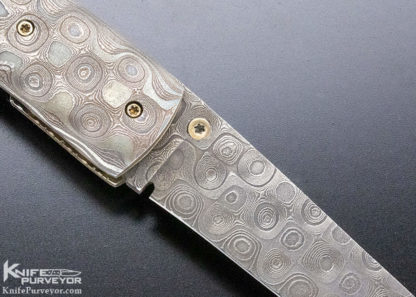 John Fraps Custom Knife Damascus & Mammoth Linerlock - Image 3