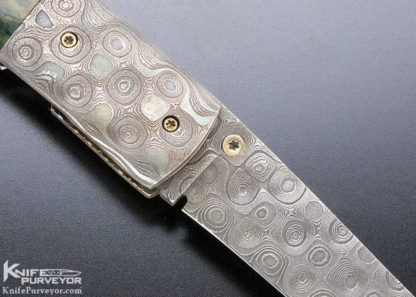 John Fraps Custom Knife Damascus & Mammoth Linerlock