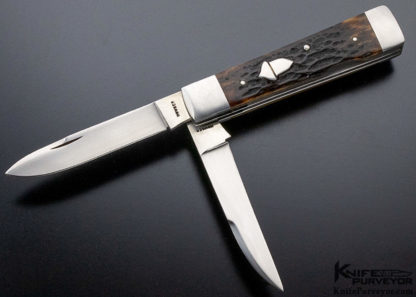 John Howser Custom Knife 2 Blade Jigged Bone - Image 3
