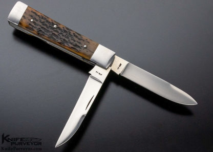 John Howser Custom Knife 2 Blade Jigged Bone