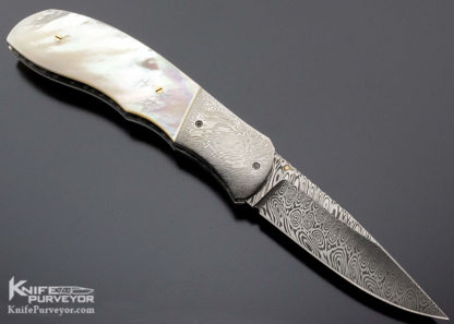 John W Smith Custom Knife Damasteel Damascus & Mother of Pearl Linerlock - Image 4