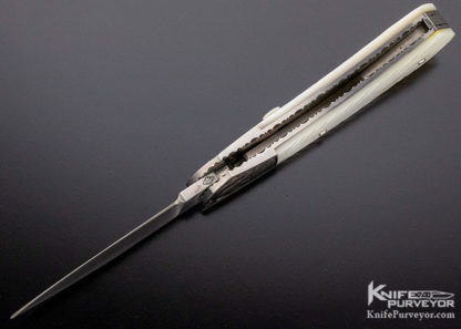 John W Smith Custom Knife Sole Authorship Engraved Fluted Mother of Pearl Button Lock Automatic - Image 7