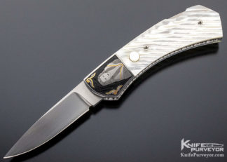 John W Smith Custom Knife Sole Authorship Engraved Fluted Mother of Pearl Button Lock Automatic 9976