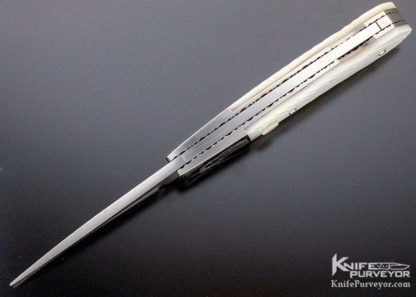 John W Smith Custom Knife Sole Authorship Engraved Fluted Mother of Pearl Button Lock Automatic - Image 6