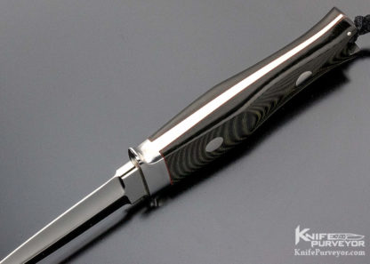 John Young Custom Knife "Defender" 1 of 10 Black Canvas Micarta - Image 3