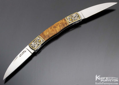 Scott Sawby Custom Knife Multi-Blade Jon Robyn Engraved Wood Inlay 9822