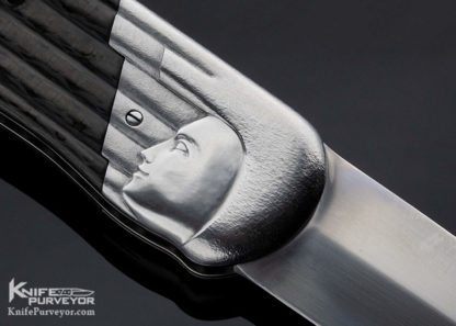 Josef Rusnak Custom Knife "Waylande" Carbon Fiber Lockback (Featured in a Video) - Image 4