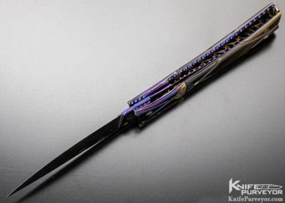 Josh Smith Master Smith Custom Knife Hot Blued with Carved Black Lip Pearl - Image 6