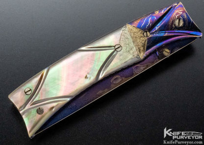 Josh Smith Master Smith Custom Knife Hot Blued with Carved Black Lip Pearl - Image 5