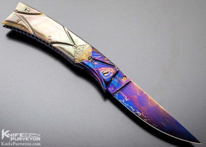 Josh Smith Master Smith Custom Knife Hot Blued with Carved Black Lip Pearl - Image 3