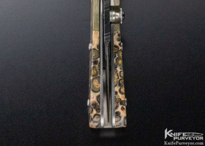 Jot Singh Khalsa Custom Knife Damascus, Mokume & Leopard Jasper Linerlock - Image 7