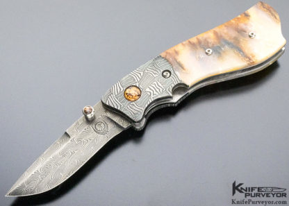 Jot Sing Khalsa Custom Knife Damascus & Agate Linerlock - Image 2