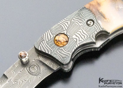 Jot Sing Khalsa Custom Knife Damascus & Agate Linerlock - Image 6