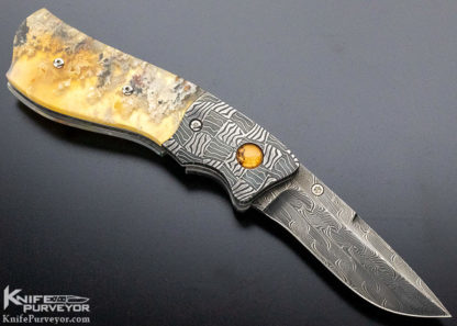 Jot Sing Khalsa Custom Knife Damascus & Agate Linerlock