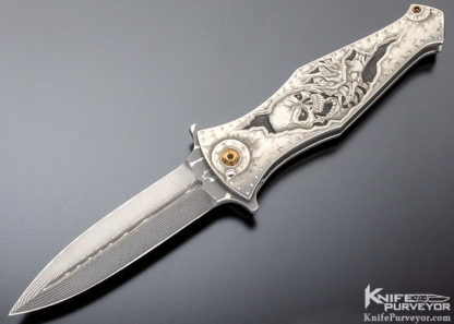 Jurgen Schanz Custom Knife Engraved by Anja Dammenhayn "Skeletons" 9889