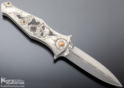 Jurgen Schanz Custom Knife Engraved by Anja Dammenhayn "Skeletons" - Image 4