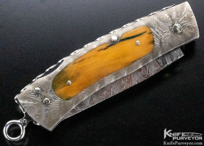 Kay Embertsen Custom Knife Sole Authorship Damascus & Mammoth Lockback - Image 5
