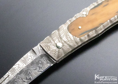 Kay Embertsen Custom Knife Sole Authorship Damascus & Mammoth Lockback - Image 2