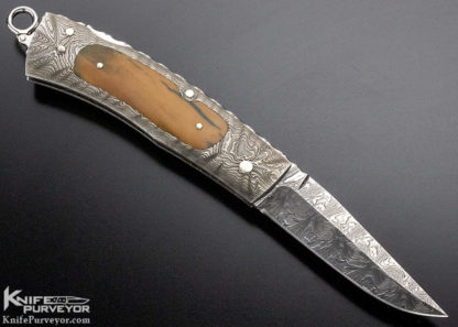 Kay Embertsen Custom Knife Sole Authorship Damascus & Mammoth Lockback - Image 3