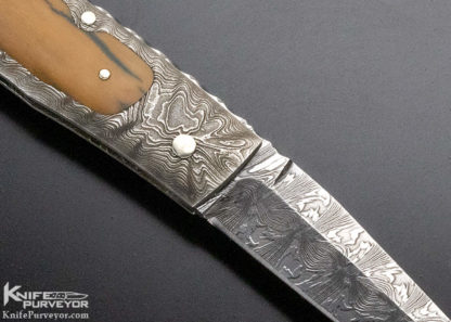 Kay Embertsen Custom Knife Sole Authorship Damascus & Mammoth Lockback - Image 4