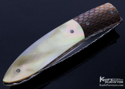 Kelly Carlson Custom Knife  Gold Lip Pearl & Super Conductor Linerlock - Image 8