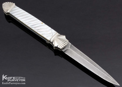 Ken Steigerwalt Custom Knife  Fluted Mother of Pearl and Damascus Auto - Image 3