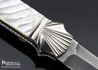 Ken Steigerwalt Custom Knife  Fluted Mother of Pearl and Damascus Auto - Image 4