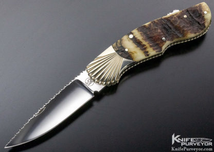 Ken Steigerwalt Custom Knife Fluted Nickle Silver Bolster Rams Horn Lockback - Image 3