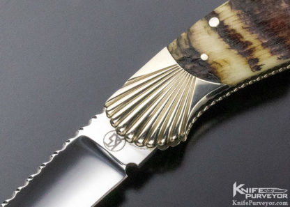 Ken Steigerwalt Custom Knife Fluted Nickle Silver Bolster Rams Horn Lockback - Image 6