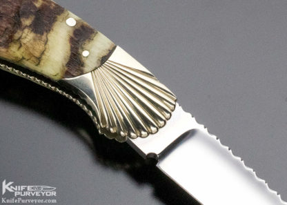 Ken Steigerwalt Custom Knife Fluted Nickle Silver Bolster Rams Horn Lockback - Image 5
