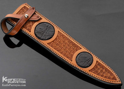 Kevin Casey Custom Knife Stag S-Guard Fighter with Feather Damascus