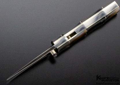 Koji Hara Custom Knife Mini Black Lip Pearl Bamboo Linerlock - Image 2