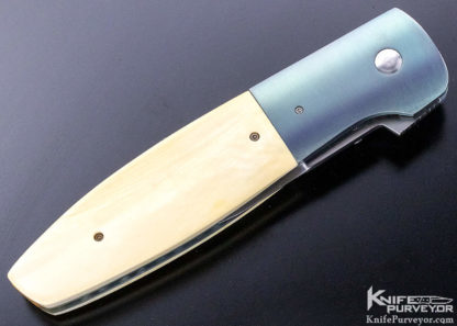 John Fuller Custom Knife Linerlock Scrimshawed by Linda Karst Stone - Image 6