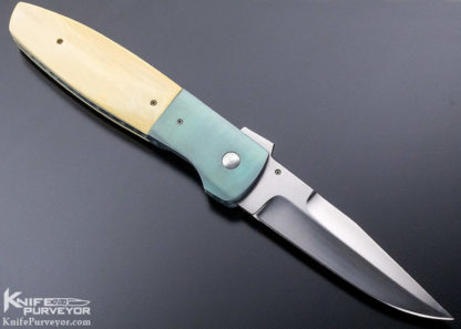John Fuller Custom Knife Linerlock Scrimshawed by Linda Karst Stone - Image 7