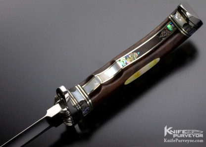 Lloyd Hale Custom Knife Fighter Desert Ironwood, Blackwood, Paua, Goldlip - Image 6