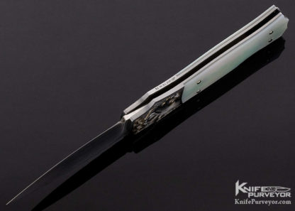 W.D. Pease Custom Knife Mark Waldrop Engraved Gold Lip Pearl Lockback - Image 7