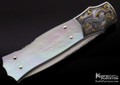 W.D. Pease Custom Knife Mark Waldrop Engraved Gold Lip Pearl Lockback - Image 3