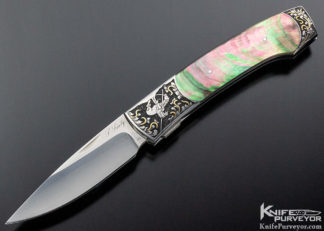 Scott Sawby Custom Knife Engraved by Jody Muller "Swift" Selflock with Blacklip Tahitian Pearl 9838