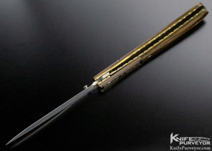 Mel Pardue Custom Knife Engraved Bolster Giraffe Bone Linerlock - Image 2