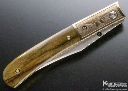 Mel Pardue Custom Knife Engraved Bolster Giraffe Bone Linerlock - Image 6