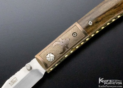 Mel Pardue Custom Knife Engraved Bolster Giraffe Bone Linerlock - Image 7