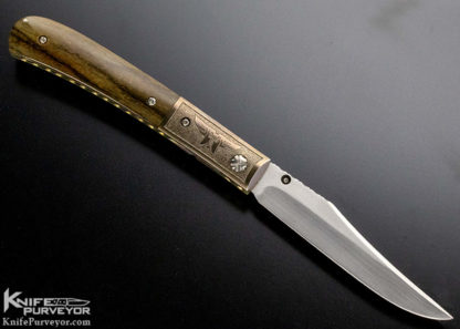 Mel Pardue Custom Knife Engraved Bolster Giraffe Bone Linerlock - Image 5