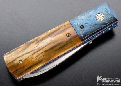 Mel Pardue Custom Knife Engraved Bolster Giraffe Bone Linerlock - Image 6