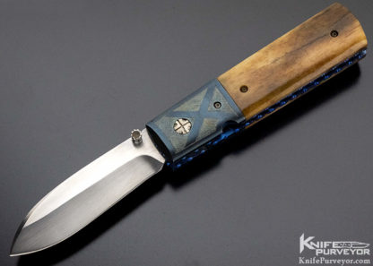 Mel Pardue Custom Knife Engraved Bolster Giraffe Bone Linerlock - Image 7