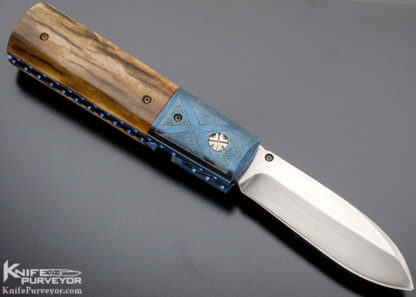 Mel Pardue Custom Knife Engraved Bolster Giraffe Bone Linerlock