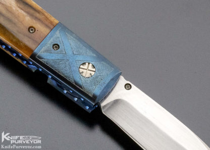 Mel Pardue Custom Knife Engraved Bolster Giraffe Bone Linerlock - Image 5
